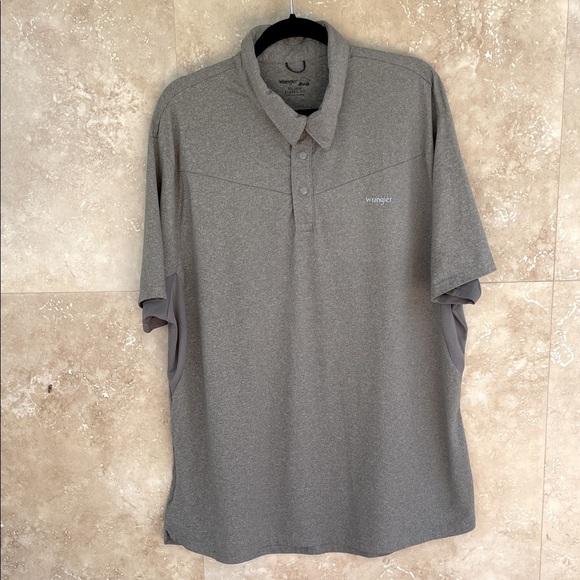 Wrangler Outdoor Polo Shirt Gray Short Sleeve XXLarge Classic Fit Performance - Picture 2 of 10